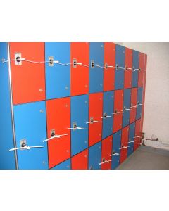 Solid grade laminate lockers with a chequerboard effect