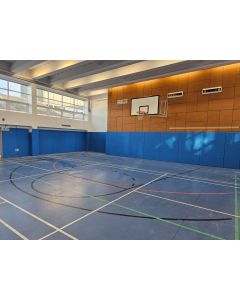 Basketball court wall padding for a sports hall