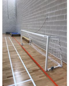 Wall anchor goal securing system for Continental Sports Ltd indoor goals